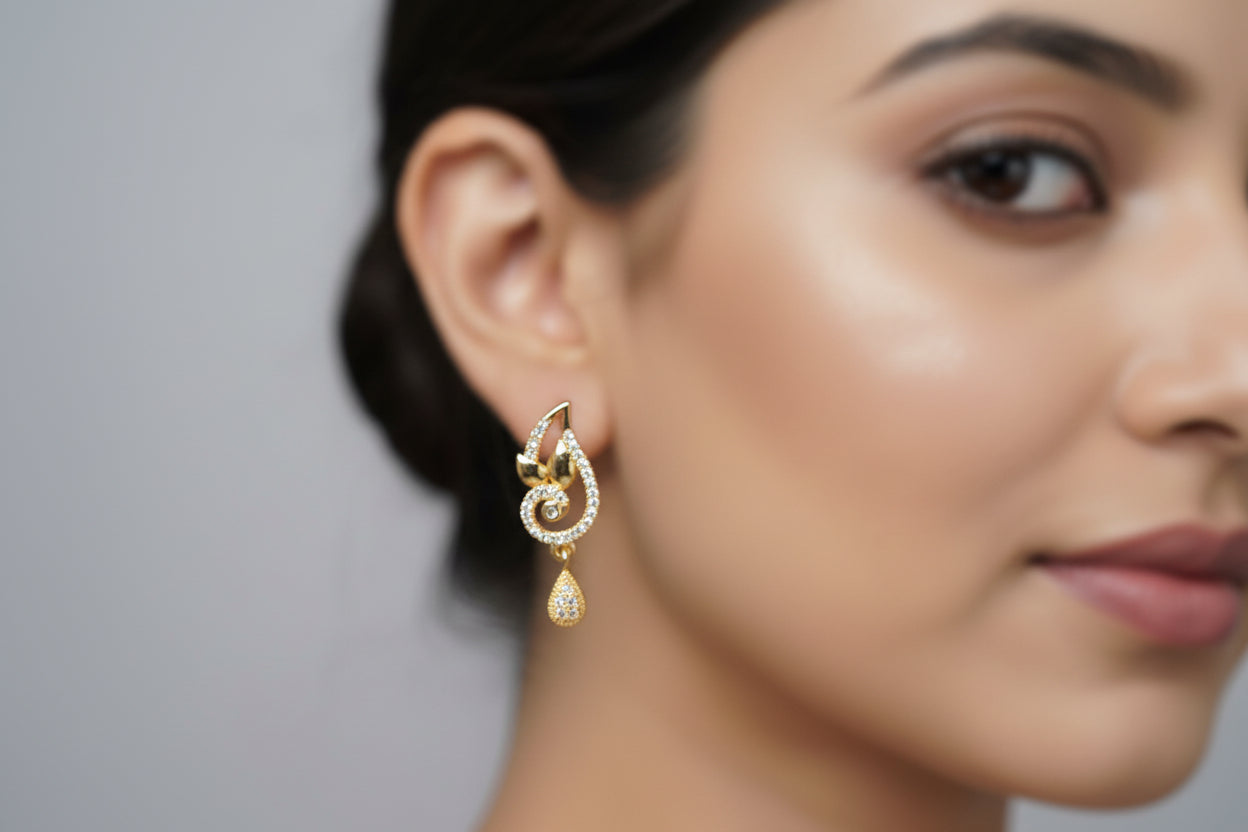 Glod Plated Stones Earrings