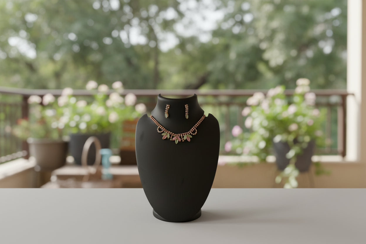 Radiant Pastel Crystal Necklace Set with Matching Earrings