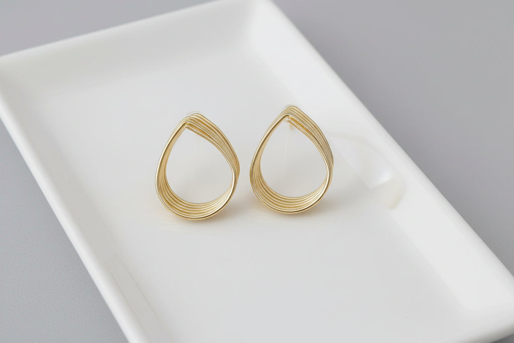 Modern Gold-Tone Layered Teardrop Hoop Earrings