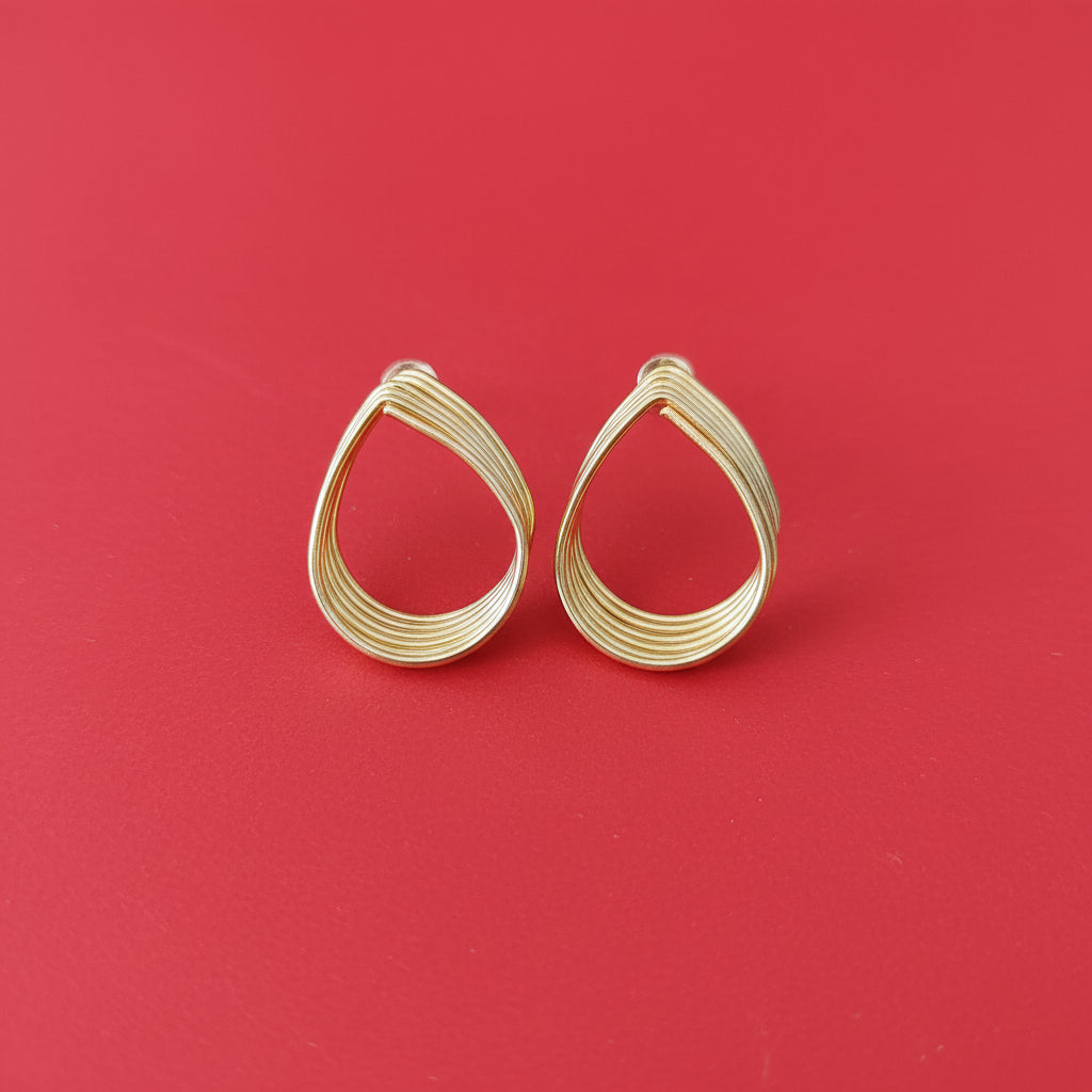 Modern Gold-Tone Layered Teardrop Hoop Earrings