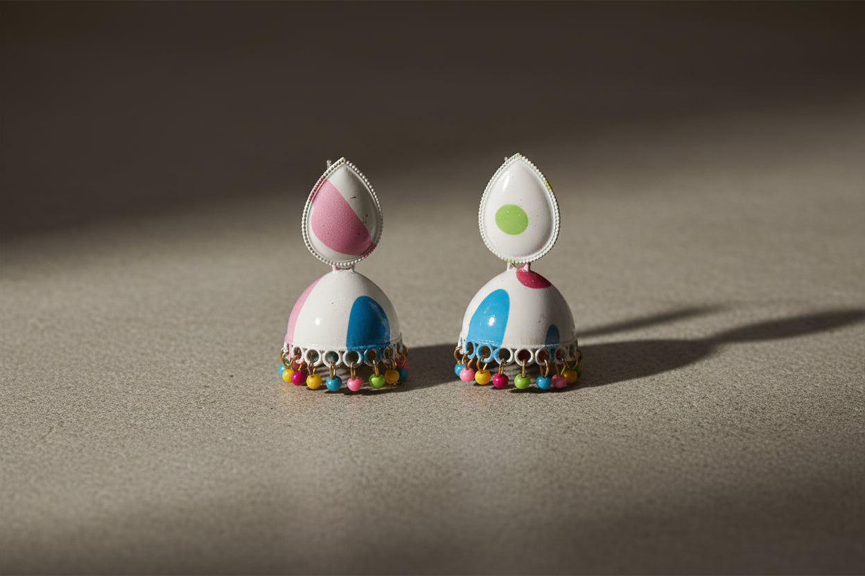 Vibrant Handcrafted Multicolor Dome Jhumka Earrings