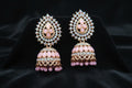 Blush Pink Crystal-Studded Kundan Jhumka Earrings