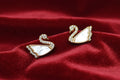 Swan Stud Earrings – Gold Plated with Crystal Detailing