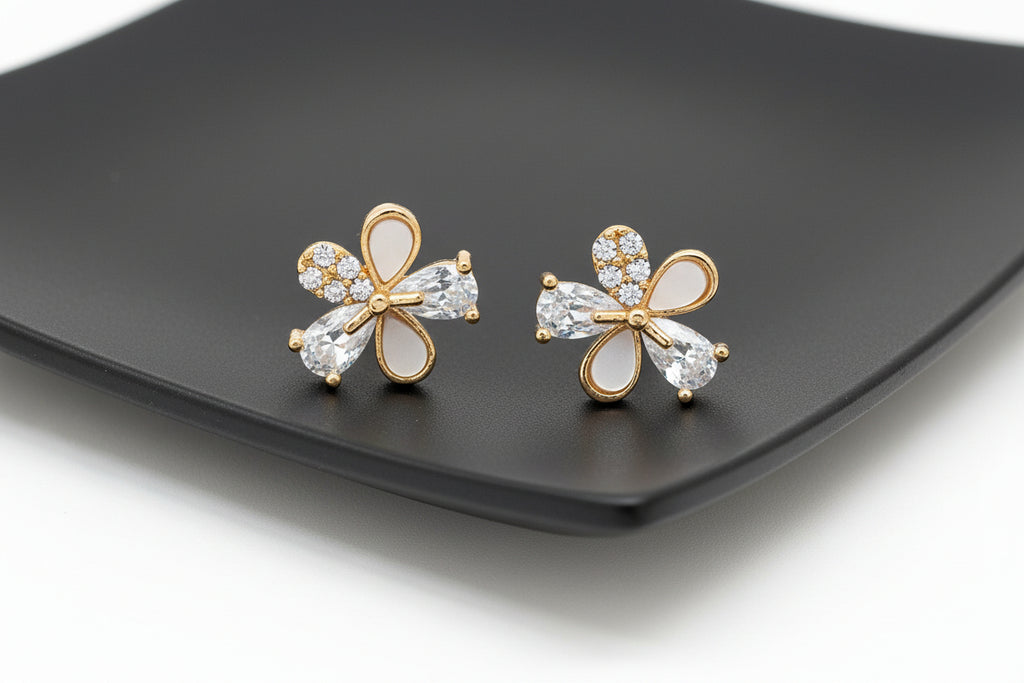 Elegant Butterfly-Inspired Crystal Stud Earrings