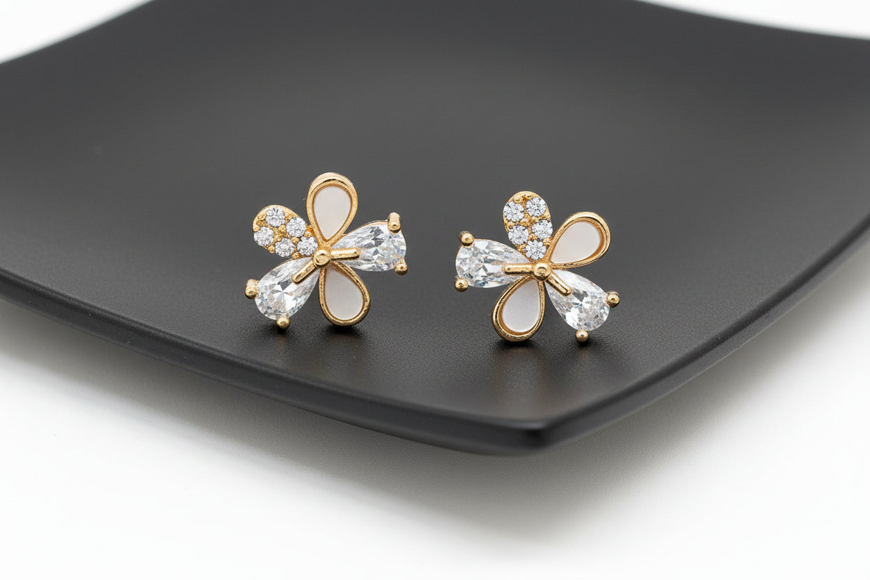 Elegant Butterfly-Inspired Crystal Stud Earrings