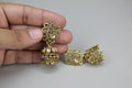 Traditional Peacock Gold-Plated Kundan Jhumka Earrings with Intricate Detailing