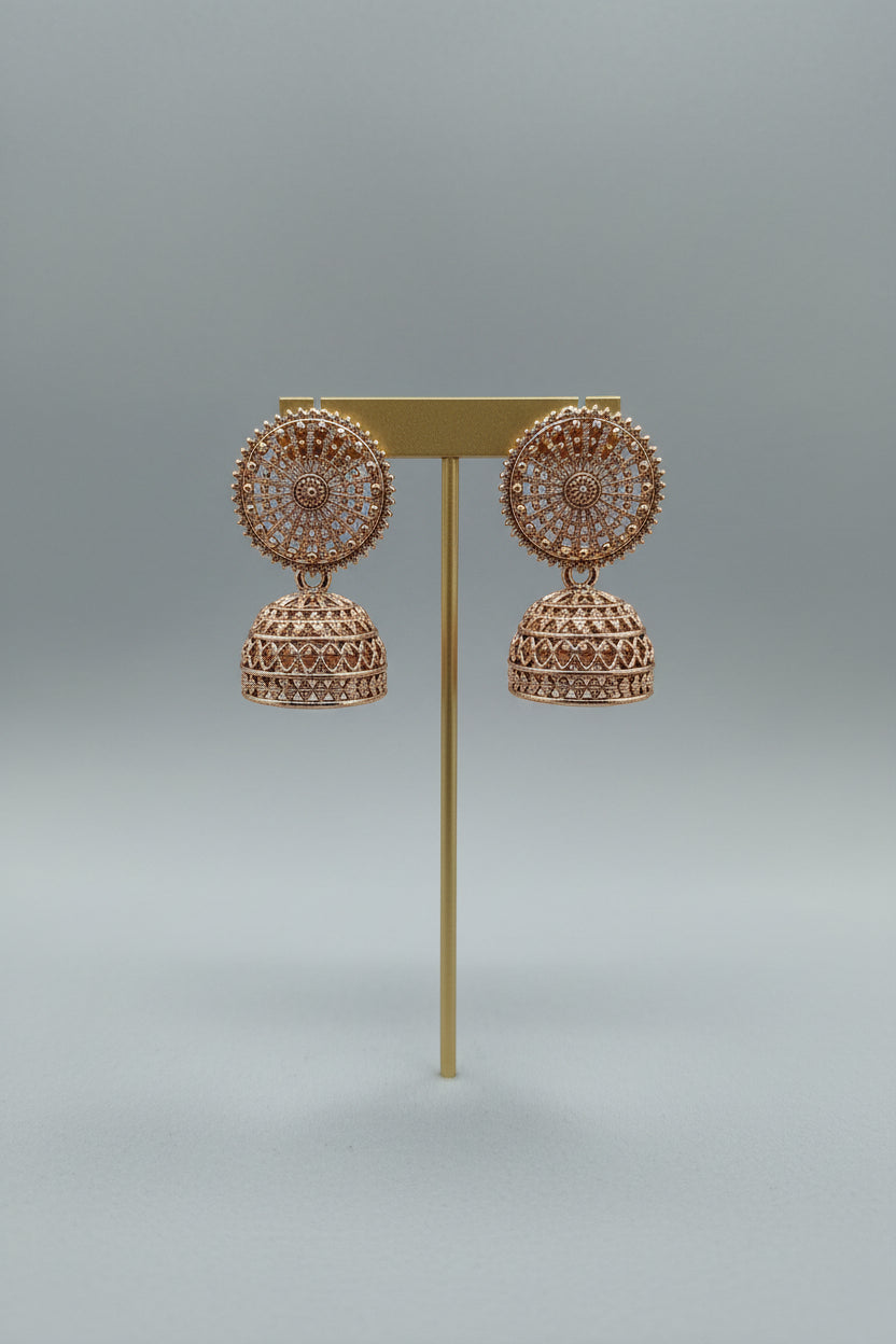 Antique Rose Gold Jhumka Earrings Round