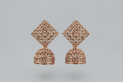 Antique Rose Gold Jhumka Earrings Round