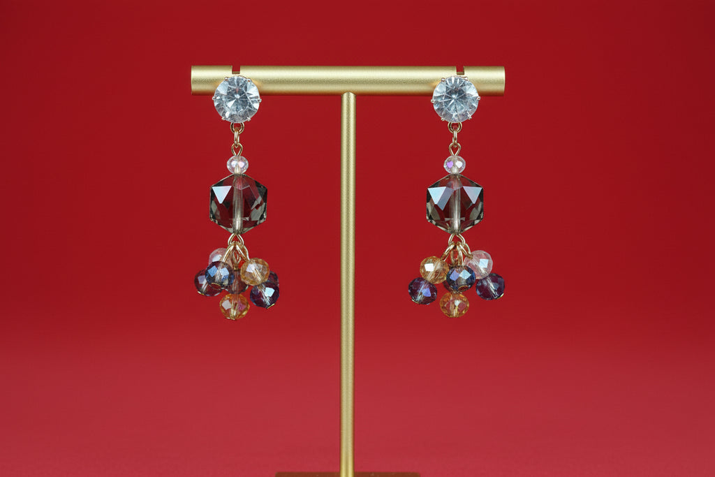 Sparkling Crystal Earrings with Golden Accents